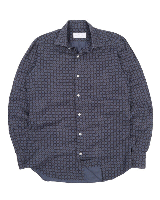 Men's AVINO Napoli Labonatorio Napoletano Blue Bespoke Shirt Size ~ S