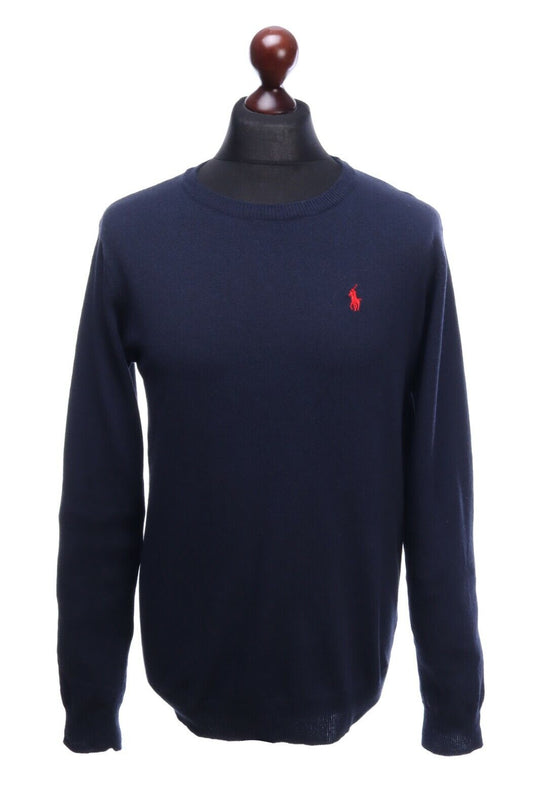POLO RALPH LAUREN Navy Cotton Crew-Neck Long Sleeve Sweater Jumper Size M