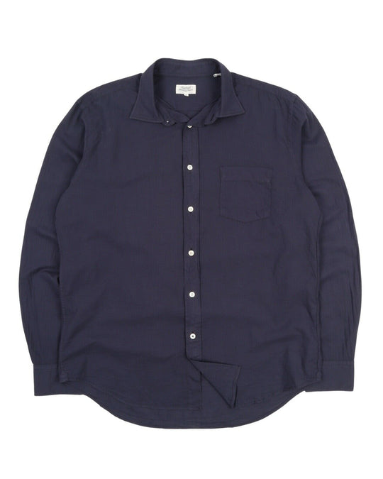 Men's HARTFORD Navy Blue Cotton Shirt Size L