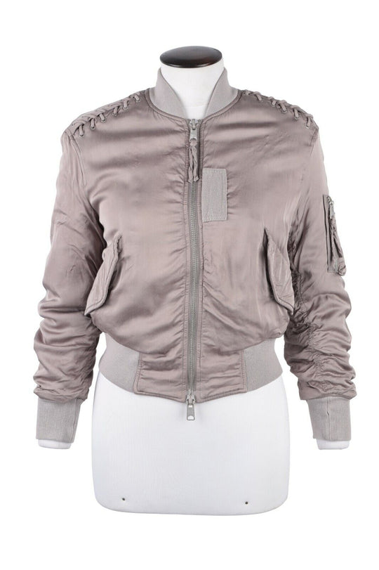 Women's ALLSAINTS Grey Breelaced Bomber Jacket Size XS