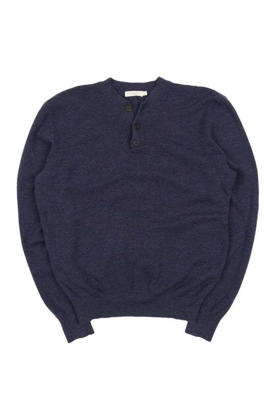 Men's SUIT SUPPLY Merino Wool Navy Blue Button Neck Jumper Size L