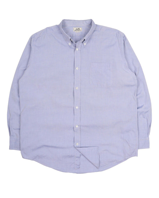 Men's HERMES Paris Blue Cotton Oxford Shirt Size XL