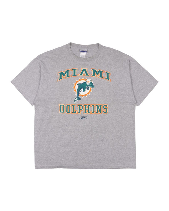 REEBOK Miami Dolphins T-Shirt Gray Cotton Men's Short Sleeve Tee Size XL