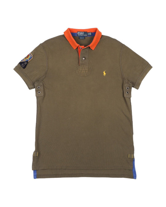 POLO RALPH LAUREN Shirt Khaki Green Pique Cotton Men's Short Sleeve Size M
