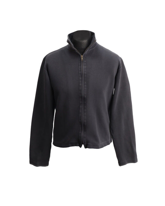 Vintage Agnes B. Homme Jumper Full Zip Dyed Black Ribbed Men's Size 2 / S