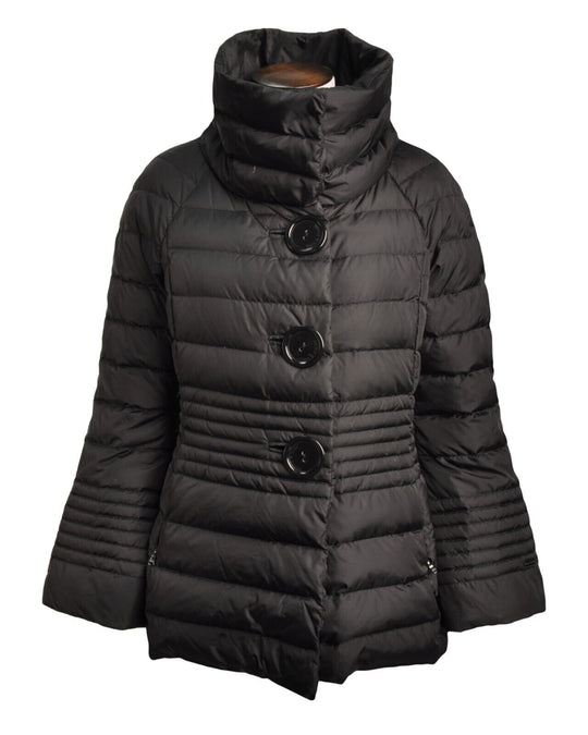 PAUL & SHARK Down Jacket Black Funnel Neck Contour Quilted Womens Puffer Size M