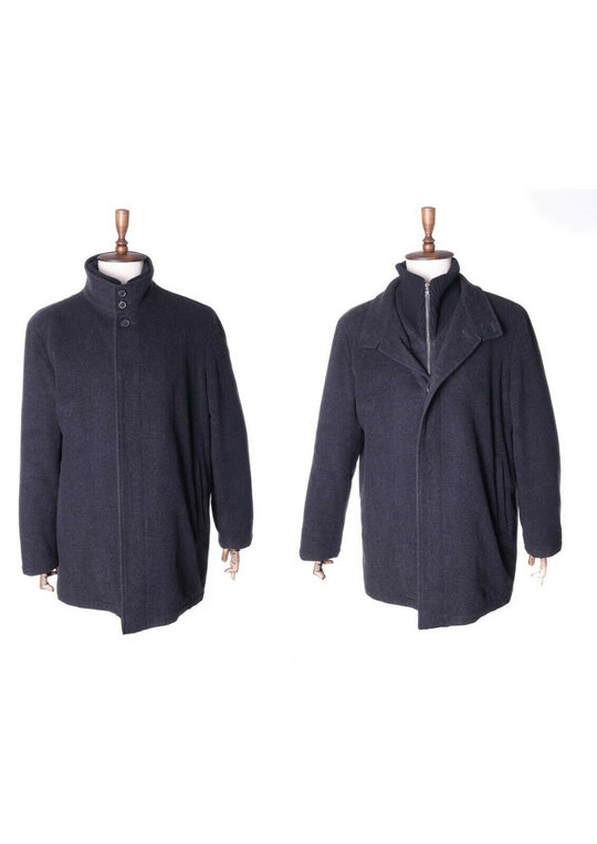 Men's HUGO BOSS Grey Cashmere Wool Double Collar CRIMA-W Coat Size 52