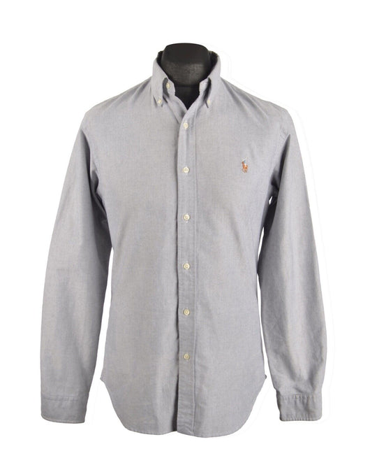 Men's POLO RALPH LAUREN Gray Oxford Cotton Slim Fit Shirt Size M