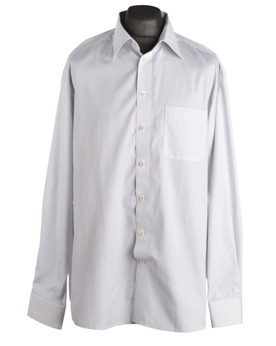 Men's ETON White Polka Dot Cotton Classic Fit Shirt Size 45 / 17.75