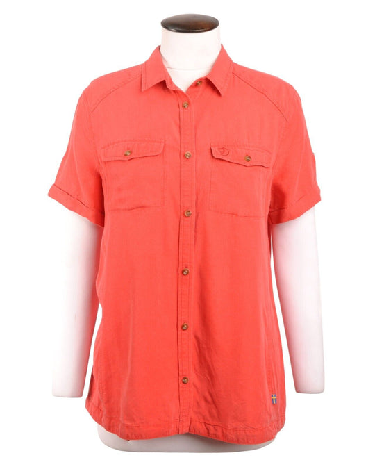 FJALLRAVEN Abisko Vent Shirt Red Outdoor Short Sleeve Size L