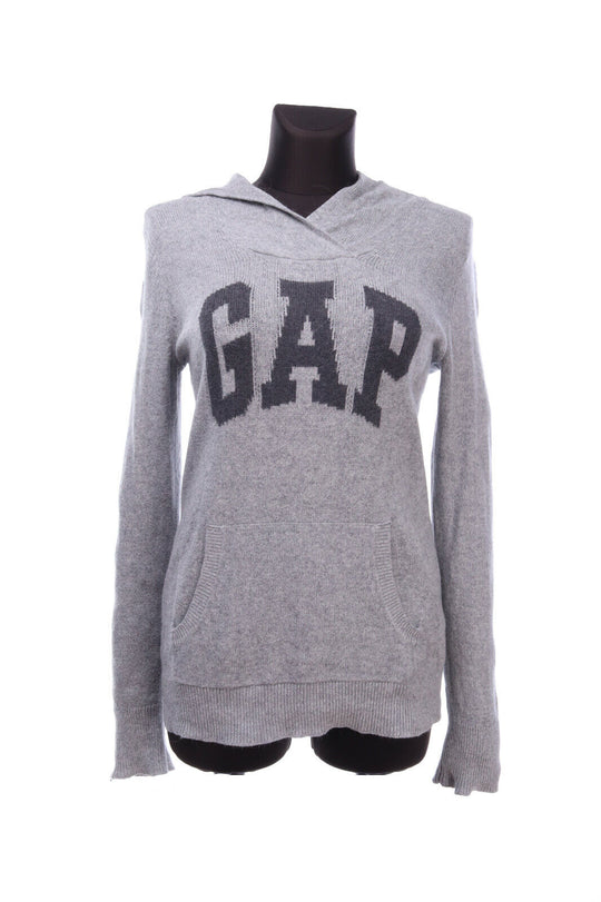 GAP Grey Angora Blend Big Logo Hooded Jumper Hoodie Size S