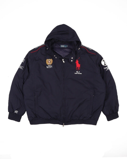 RALPH LAUREN Racing Jacket Navy Blue Embroidered Men's Windbreaker Size 3XB