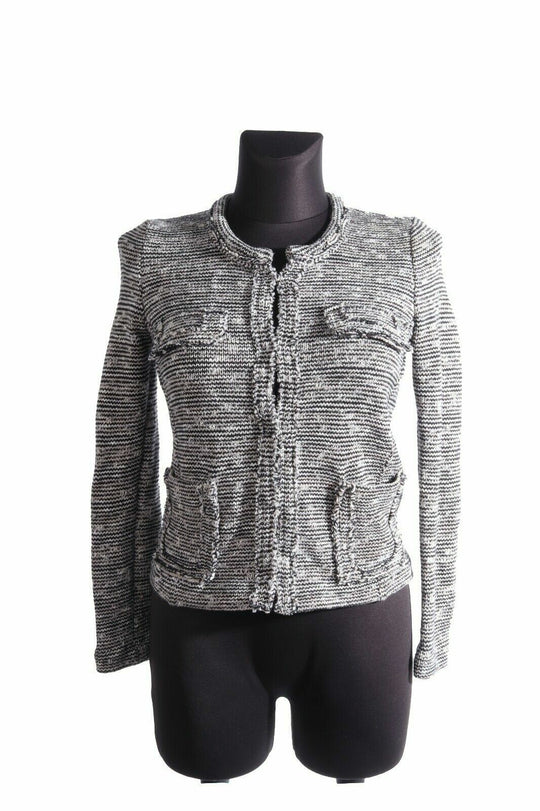 Women's ISABEL MARANT ETOILE Grey Cotton Knitted Scoop Neck Short Jacket Size 36