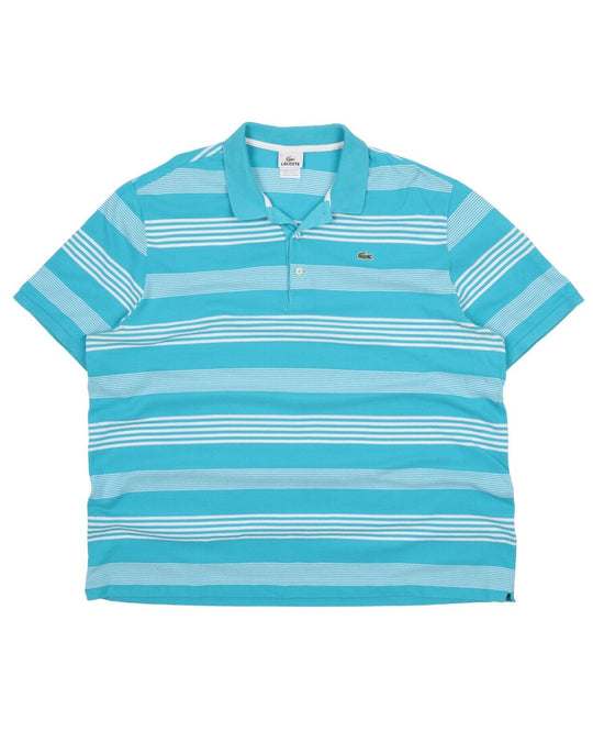 Men's LACOSTE Blue Striped Pique Polo Shirt Size 9 / 3XL
