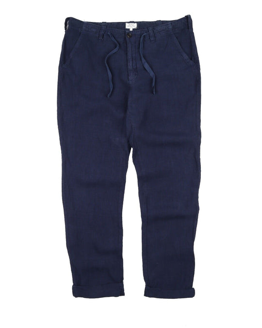 HARTFORD Pants Navy Blue Linen Summer Chino Men's Trousers Size 50 IT