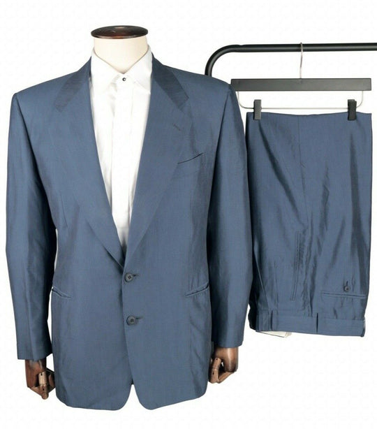 Men's PAL ZILERI Blue 100% Silk 2 Piece Vintage Suit Size 38 R / 48 IT