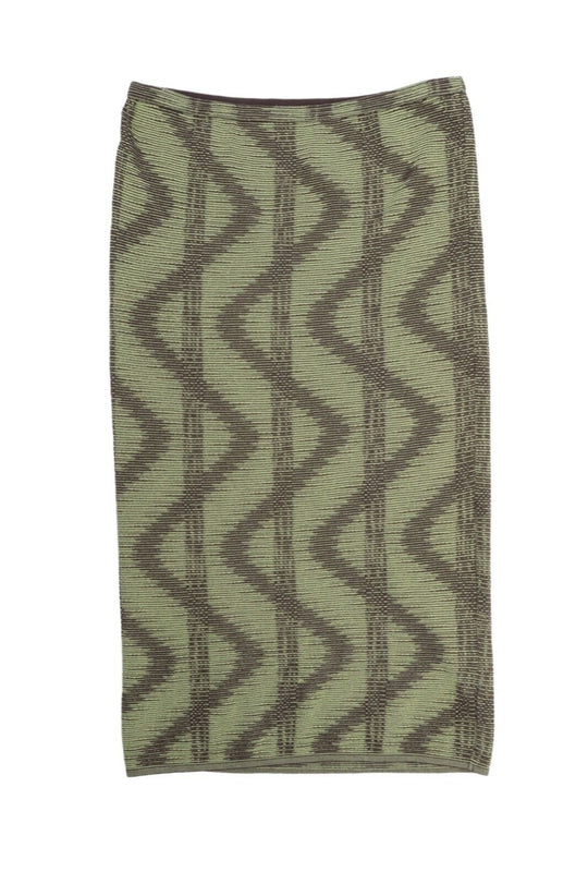 Women's MISSONI Green Zig Zag Knit Tube Skirt Size 42 IT