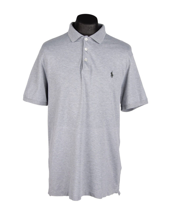 RALPH LAUREN Polo Shirt Gray Pique Cotton Slim Fit Stretch Mesh Men's Size XL