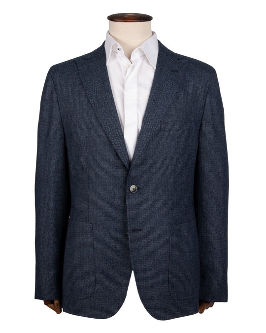 HUGO BOSS Sport Coat Patch Pockets Peak Lapel Silk Wool Mens Blazer Size 52 EU