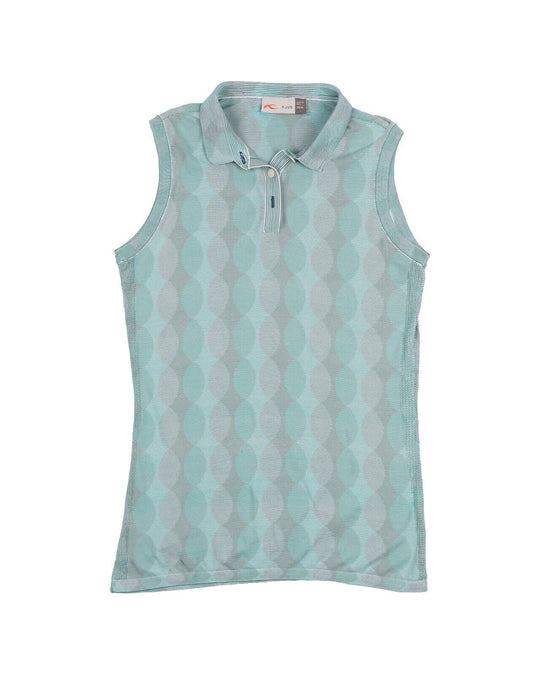 KJUS Blue Green Polo Shirt Women's Golf Sleeveless Vest Top Size 38 / M