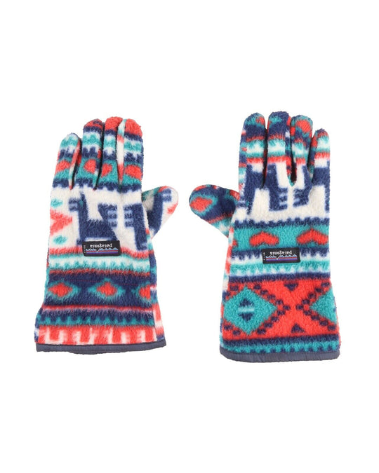 Vintage Unisex PATAGONIA Aztec Fair Isle Pattern Pile Fleece Gloves