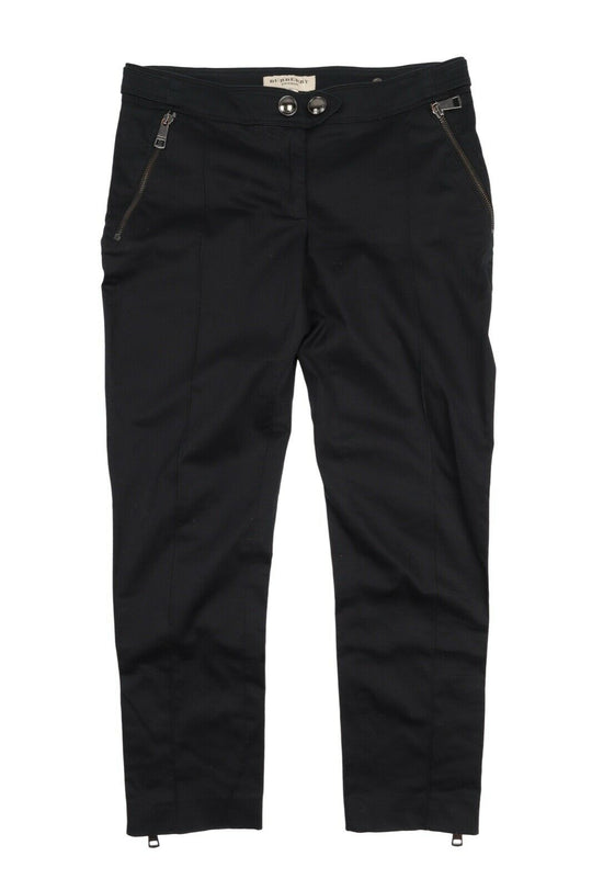 Women's BURBERRY London Black Ankle Zip Pants Size 6 UK 4 US