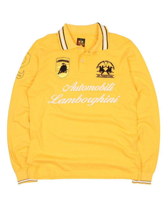 Men's LA MARTINA LAMBORGHINI Yellow Long Sleeve Polo Shirt Size L