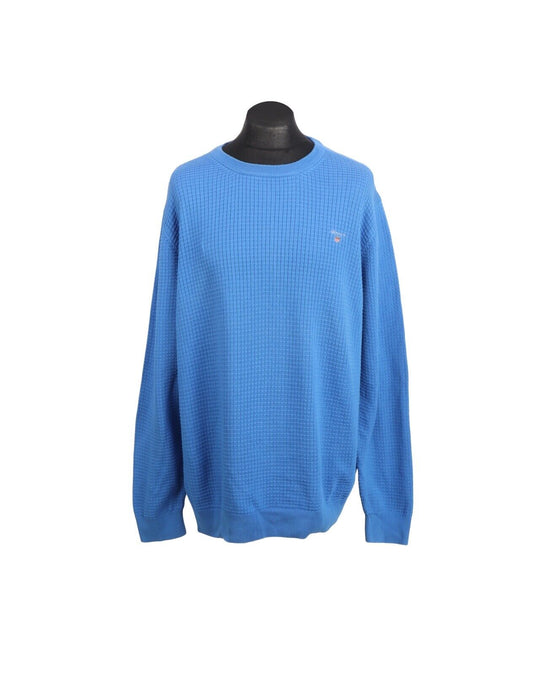 GANT Pullover Blue Cotton Crew Neck Waffle Men's Jumper Size 3XL