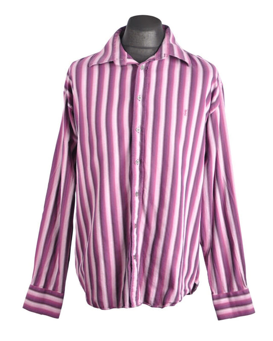 Men's Vintage YVES SAINT LAURENT Purple Striped Shirt Size XL