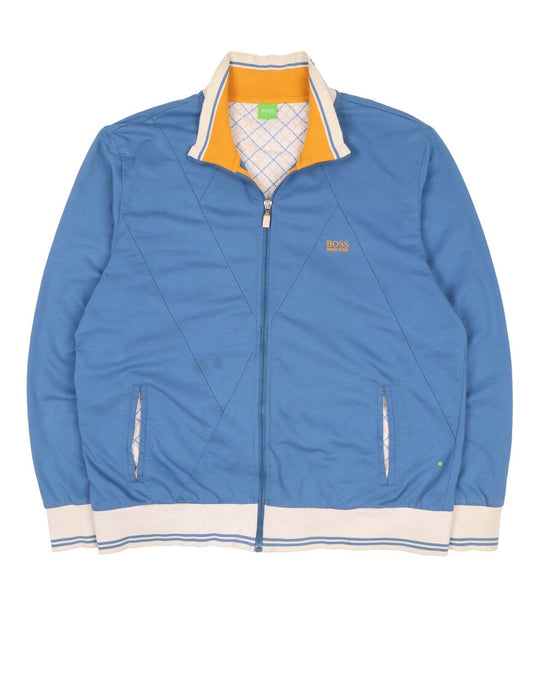 Men's HUGO BOSS Blue Full Zip Cardigan Jumper Cotton Track Top Size XXL