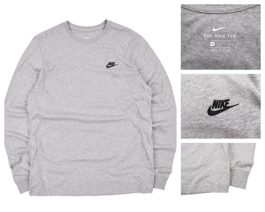 Men's NIKE Logo Grey Melange Cotton Longsleeve Jumper Size M