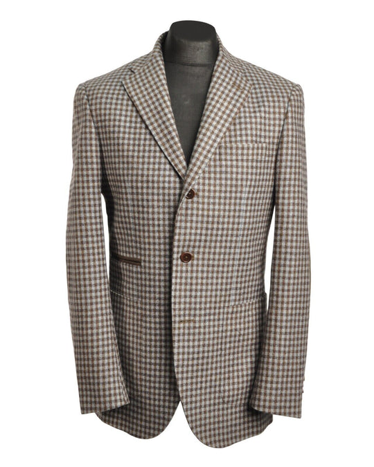 BOGGI Milano Sport Coat Multicolor Check Wool Blazer Jacket Men's Size 48 IT