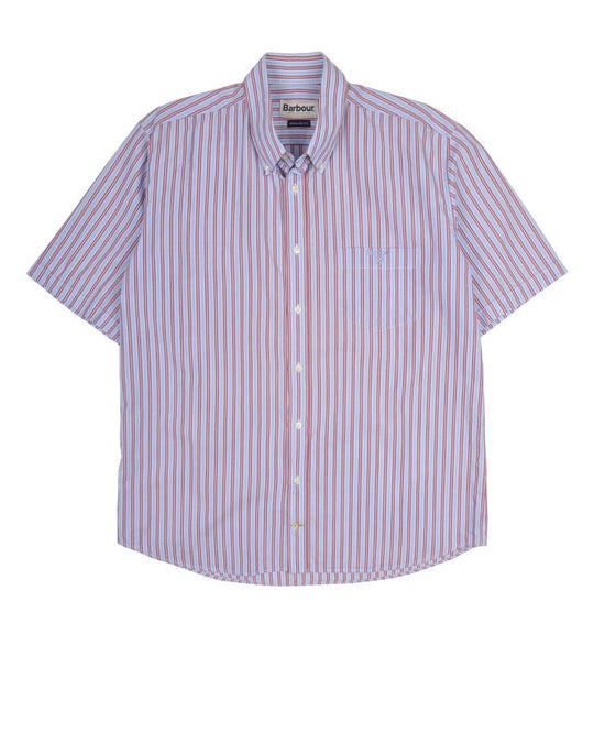 BARBOUR Shirt Red Blue Stripes Cotton Men's Button Down Regular Fit Size L
