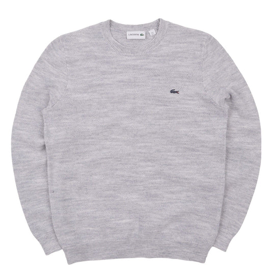 Men's LACOSTE Light Grey Cotton Crew Neck Pullover Jumper Size 3 / s