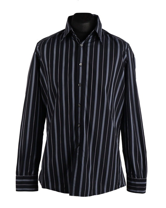 Men's DOLCE & GABBANA Black Striped Cotton Dress Shirt Size 17 / 43