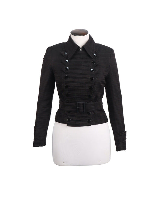 BURBERRY Prorsum Short Coat Black Women's Military Jacket Size ~ S