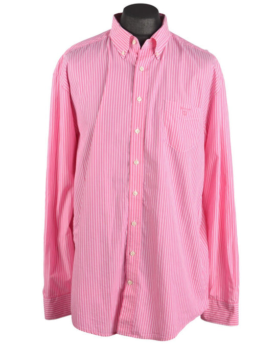 Men's GANT Pink Cotton The Breton Regular Fit Shirt Size 2XL