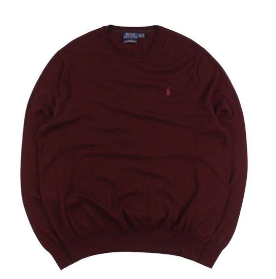 Men's POLO BY RALPH LAUREN Burgundy Merino Wool Round Neck Sweater Size XXL