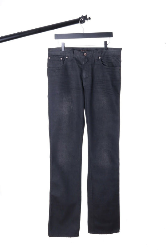 Men's NUDIE Jeans CO Black Coated Cotton Denim LOW SLIM JIM Jeans Sz W 32 L 36