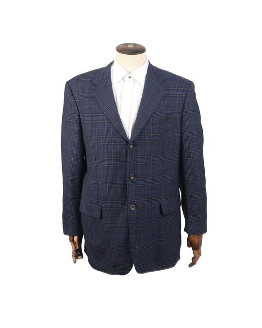 YVES SAINT LAURENT  Blazer Blue Check Wool Men's Sport Coat Size 52 IT