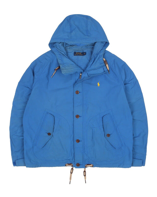 Men's RALPH LAUREN Blue Cotton Nylon Casual Hooded Short Parka Jacket Size XL