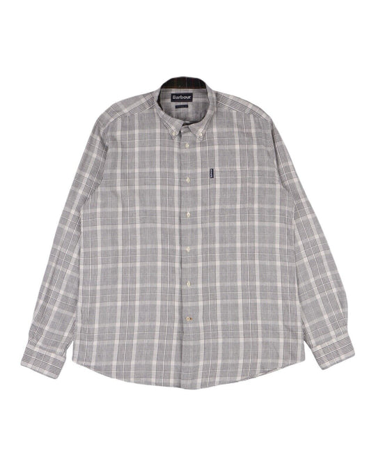 BARBOUR Inverbeg Shirt White Gray Check Cotton Men's Tailored Fit Size XL