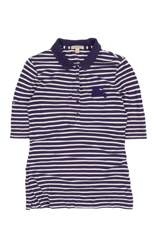 Women's BURBERRY Brit Purple Striped Logo Polo T Shirt Size s