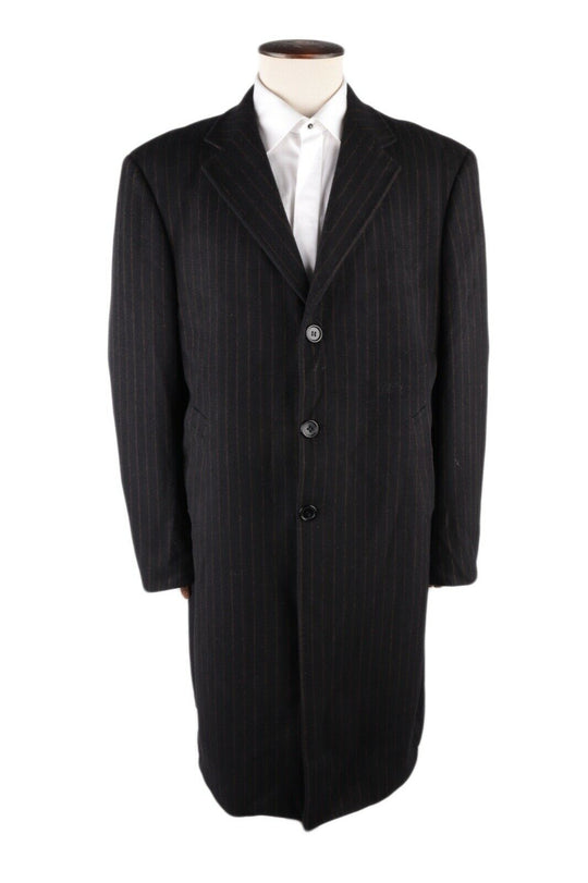 Men's GIORGIO ARMANI Wool Cashmere Black Chalkstripe Coat Size 44 US / 54 EU
