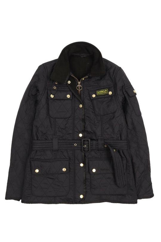 Women's BARBOUR Black Belted International Polarquilt Jacket Size UK 10 US 6