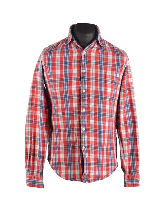 Men's GANT Red Check Nautic Indigo Cotton Shirt Size S
