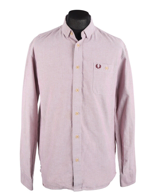 FRED PERRY Pink Oxford Cotton Men Shirt Size L