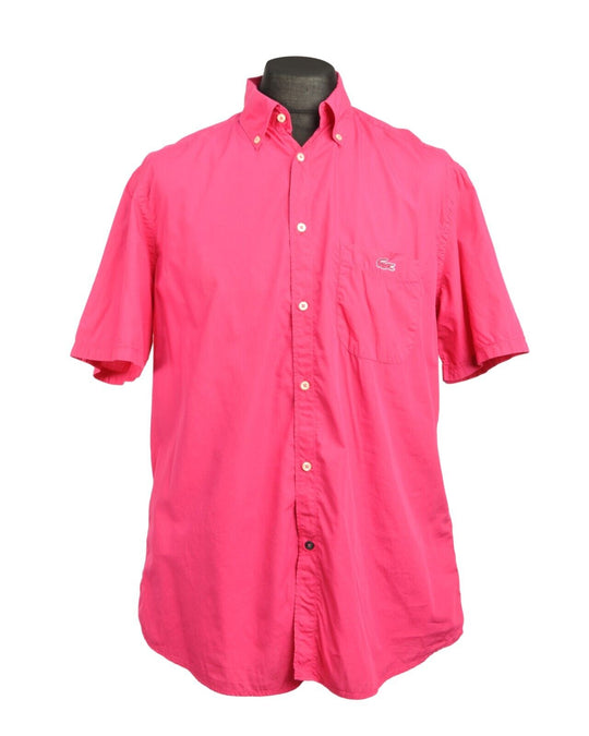 LACOSTE Shirt Pink Cotton Men Short Sleeve  Size 42