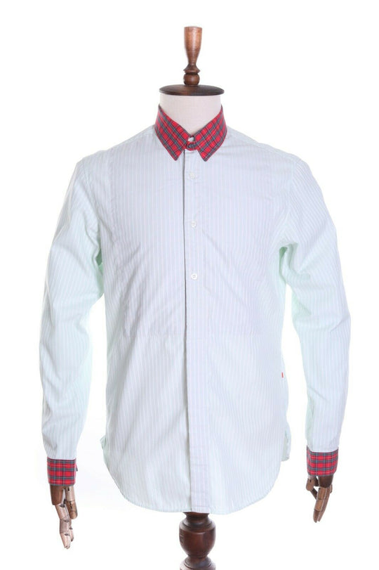 HUGO BOSS ORANGE Mint Striped 100% Cotton LS Shirt Size L
