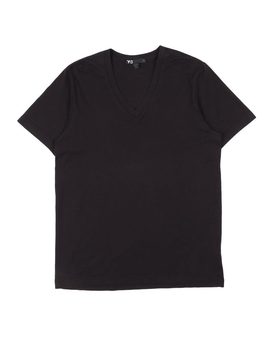 ADIDAS YOHJI YAMAMOTO Y-3 T-Shirt Black Short Sleeve V Neck Tee Mens Size L